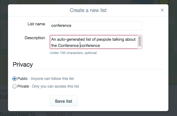 Twitter auto-list screenshot step 1